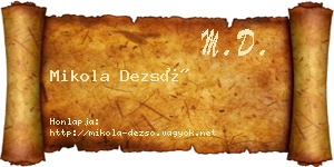 Mikola Dezső névjegykártya